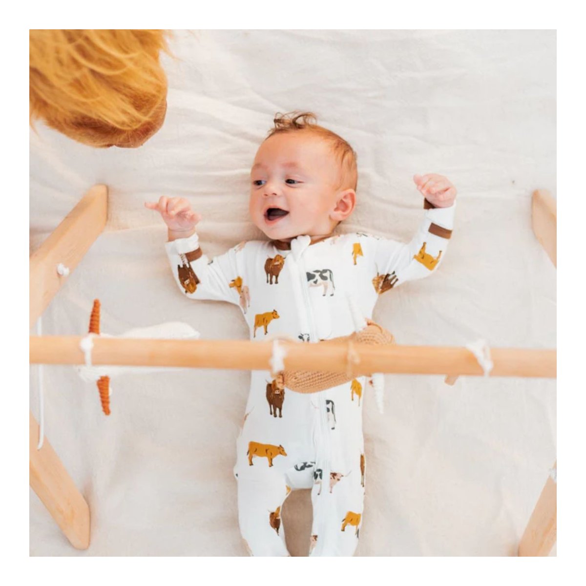 Printed Zippered Footie - Moo