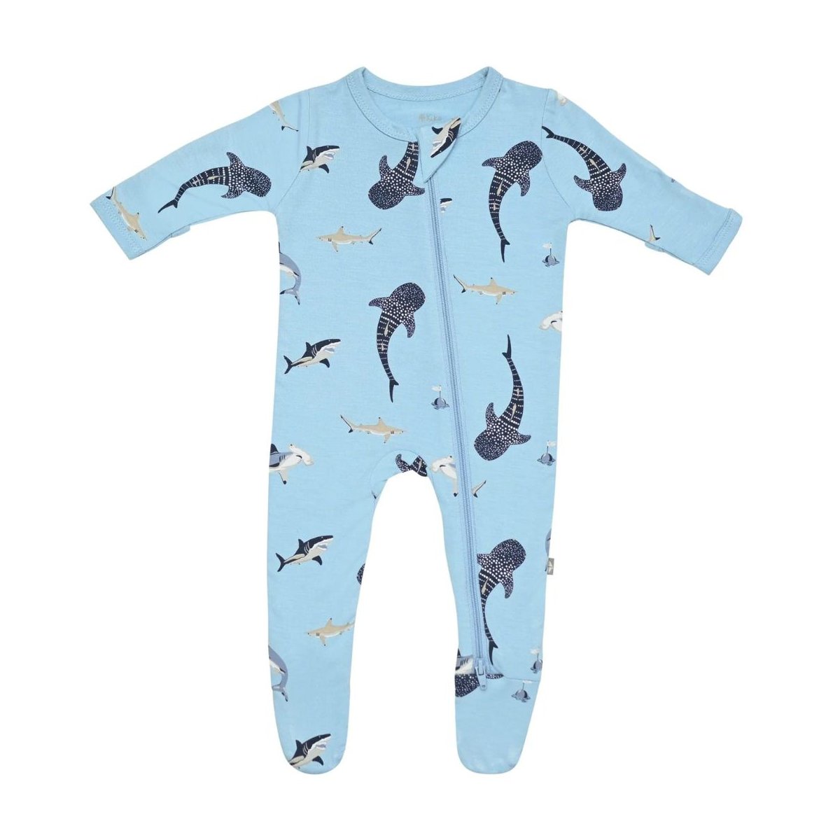 Printed Zippered Footie - Stream Shark