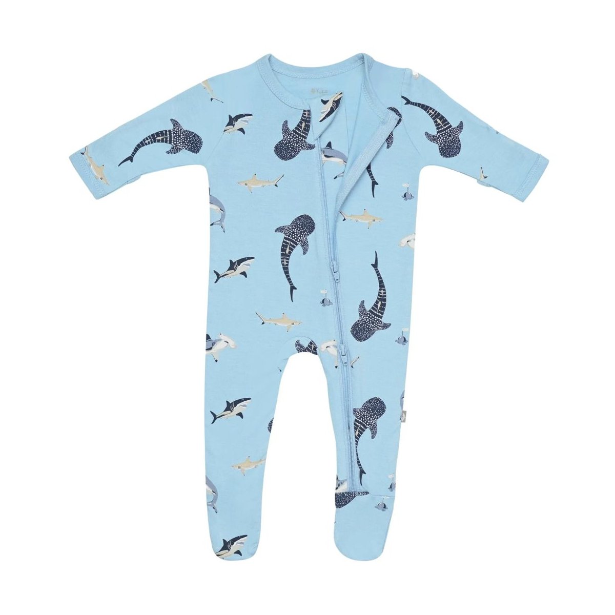 Printed Zippered Footie - Stream Shark