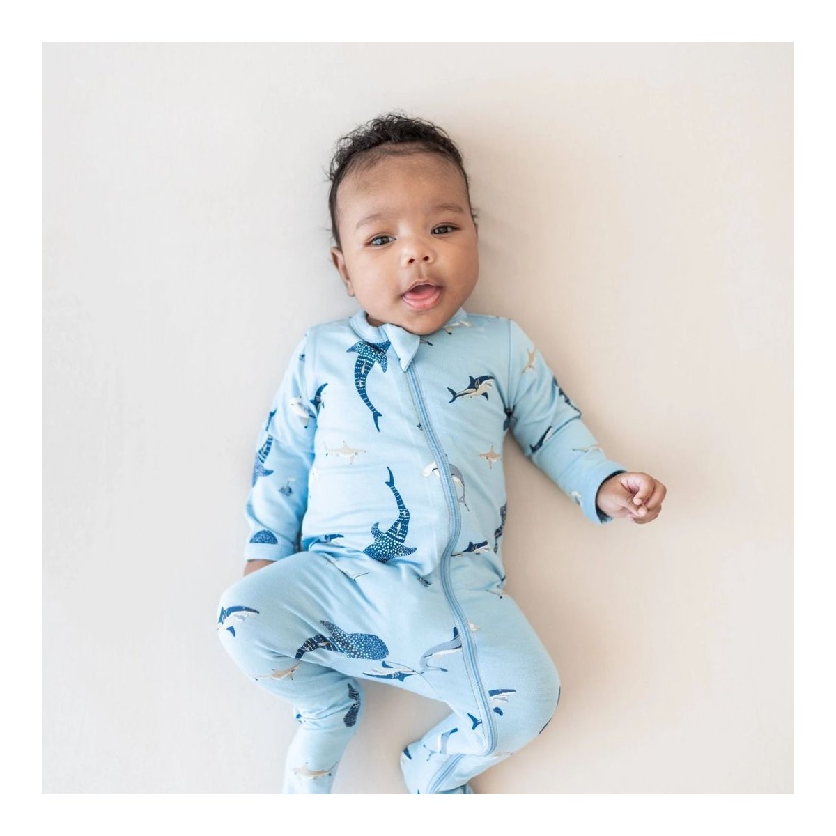 Printed Zippered Footie - Stream Shark