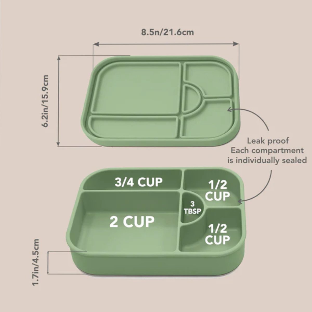 Large Silicone Sealed Lunch Box - Soft Blush