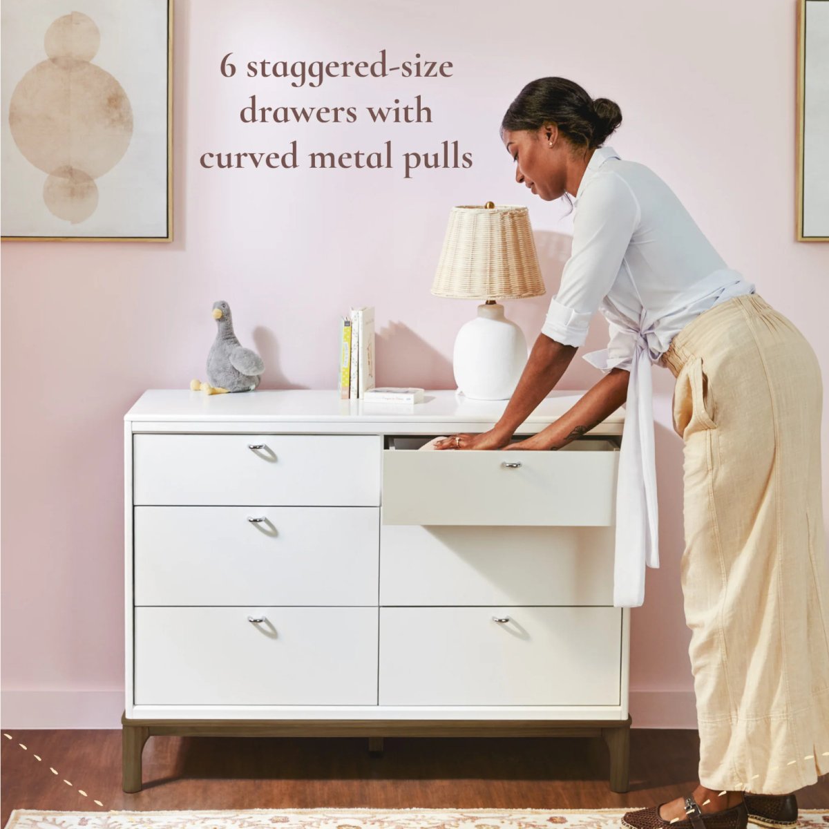 Laurel 6-Drawer Dresser - White/Chestnut