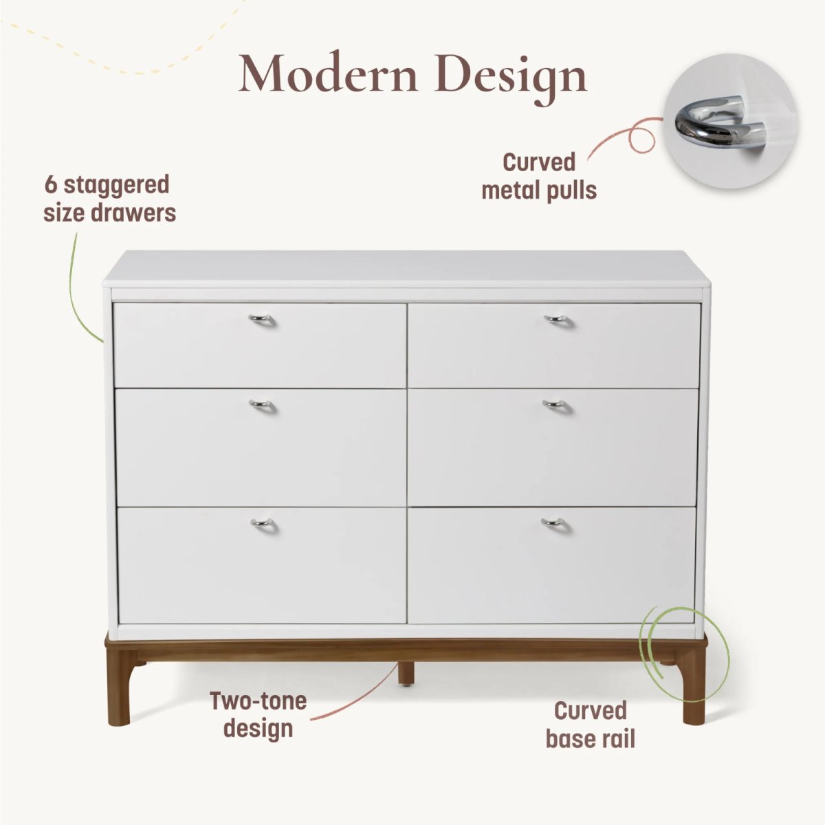 Laurel 6-Drawer Dresser - Black/Chestnut