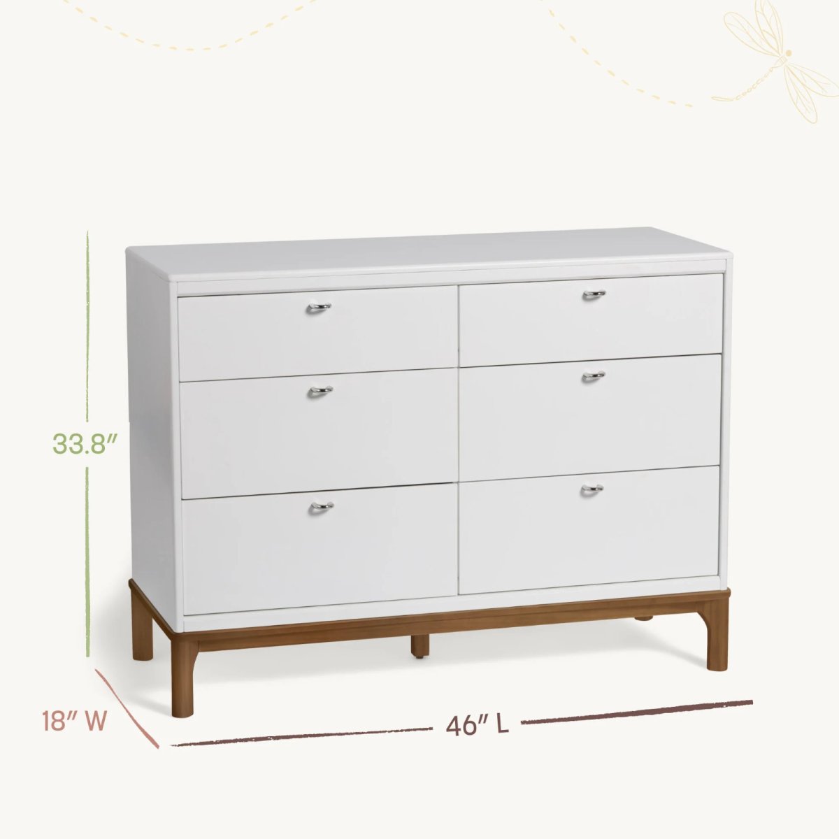 Laurel 6-Drawer Dresser - White/Chestnut