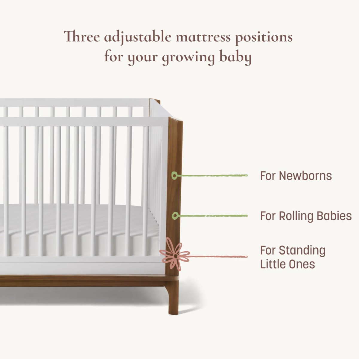 Laurel Island 4 in 1 Crib - White/Chestnut
