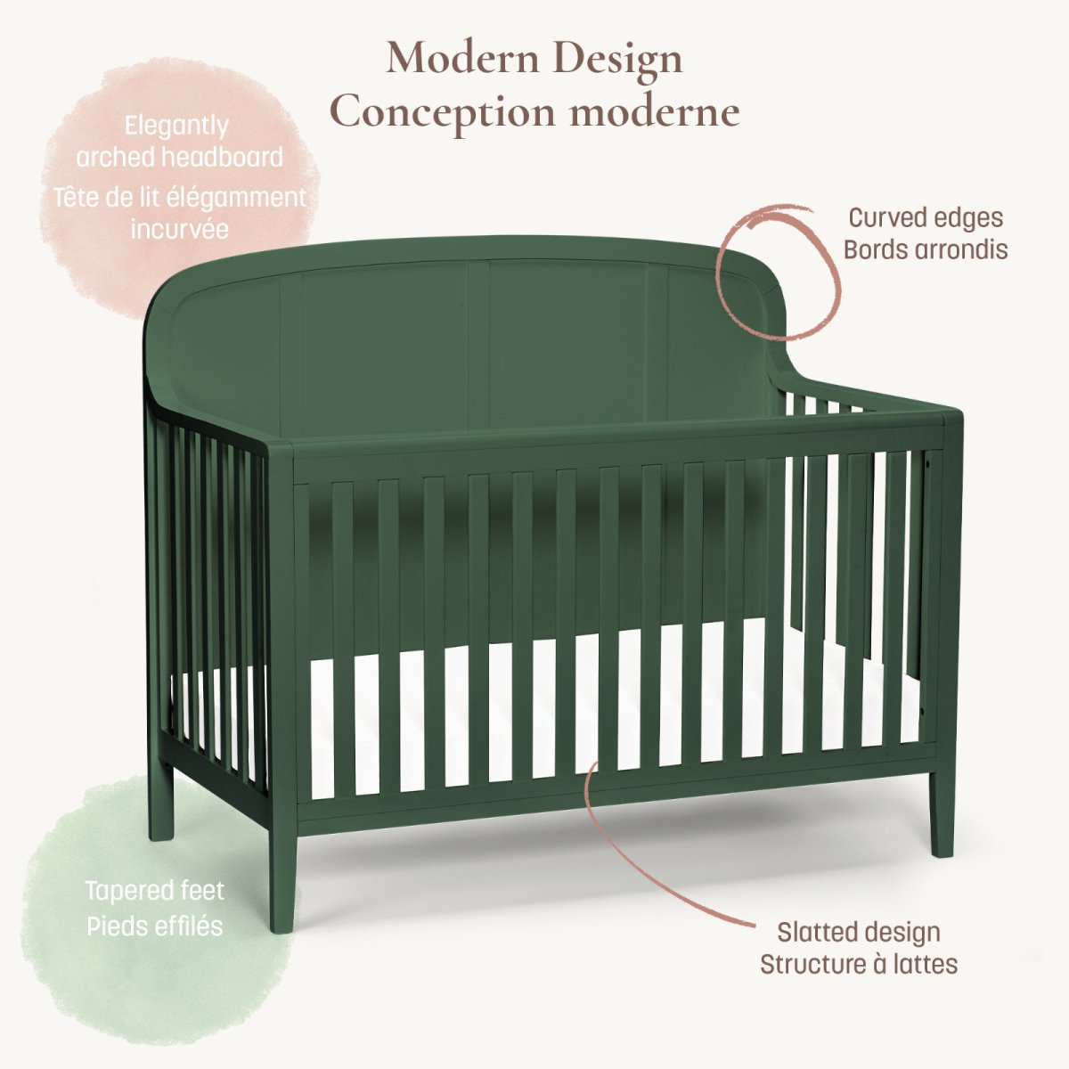 Briar Headboard Crib - Bottle Green