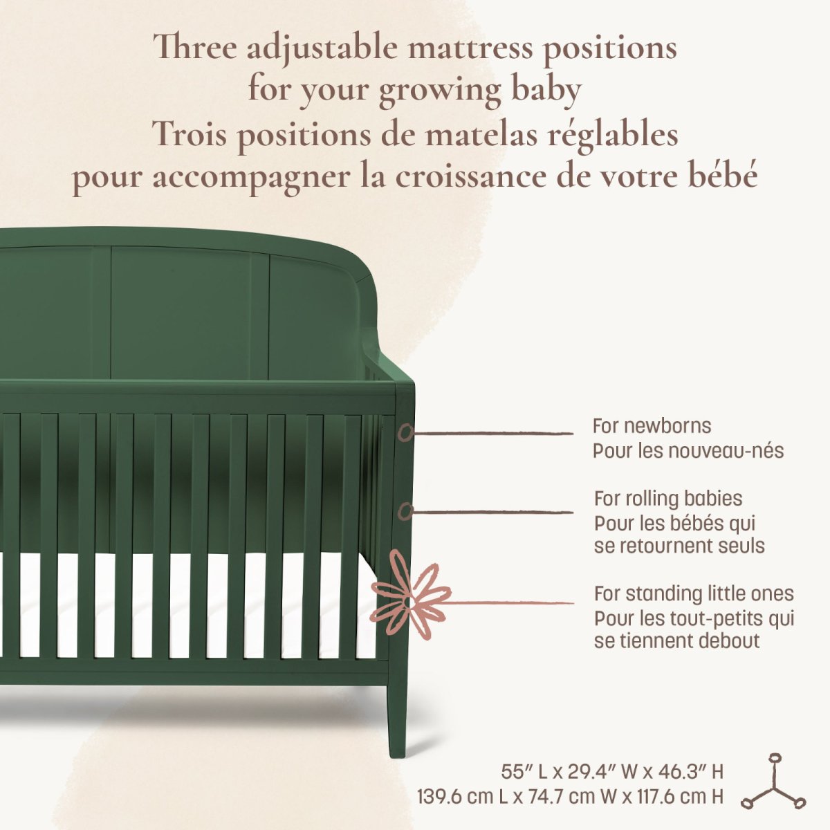 Briar Headboard Crib - Bottle Green