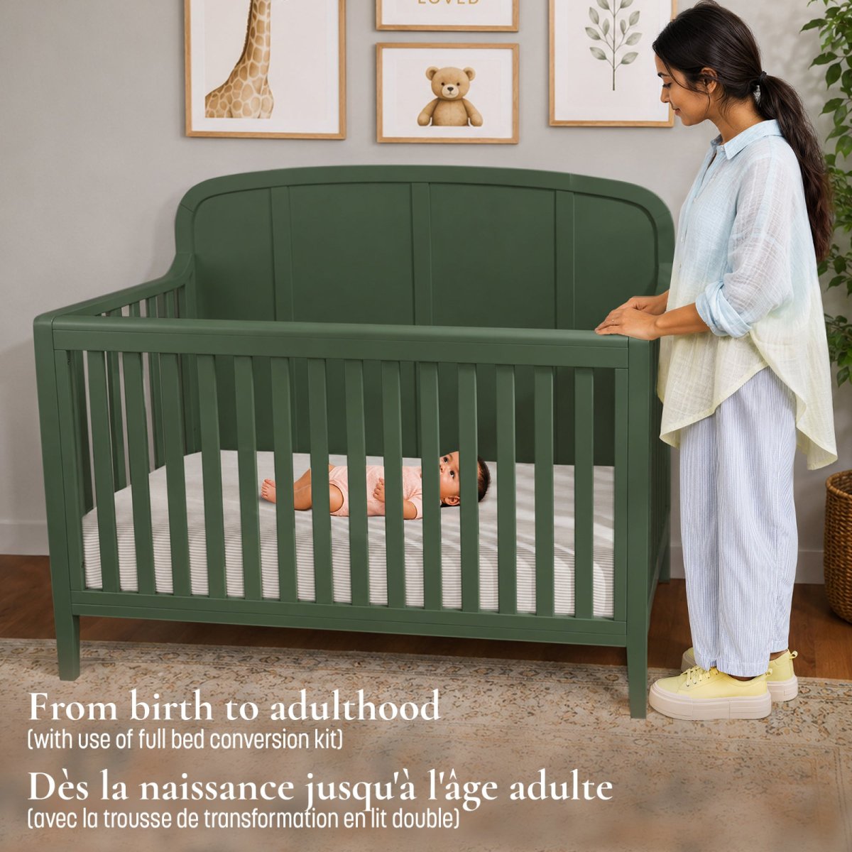 Briar Headboard Crib - Bottle Green