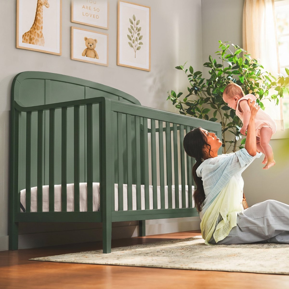 Briar Headboard Crib - Bottle Green