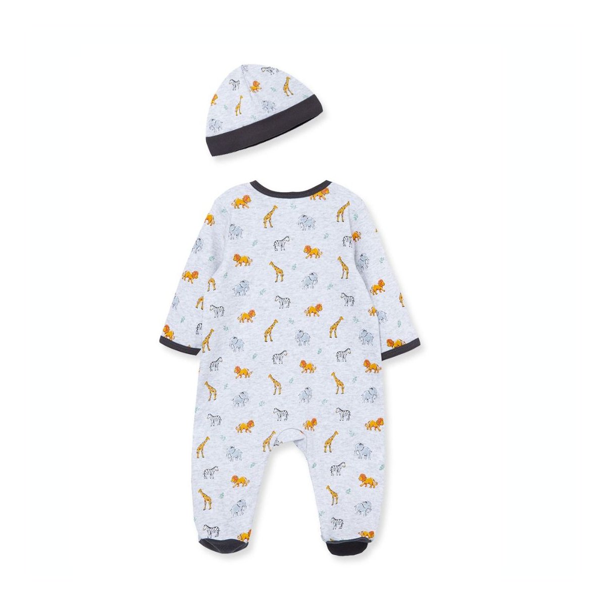 Jungle Pals Footie and Hat - Grey