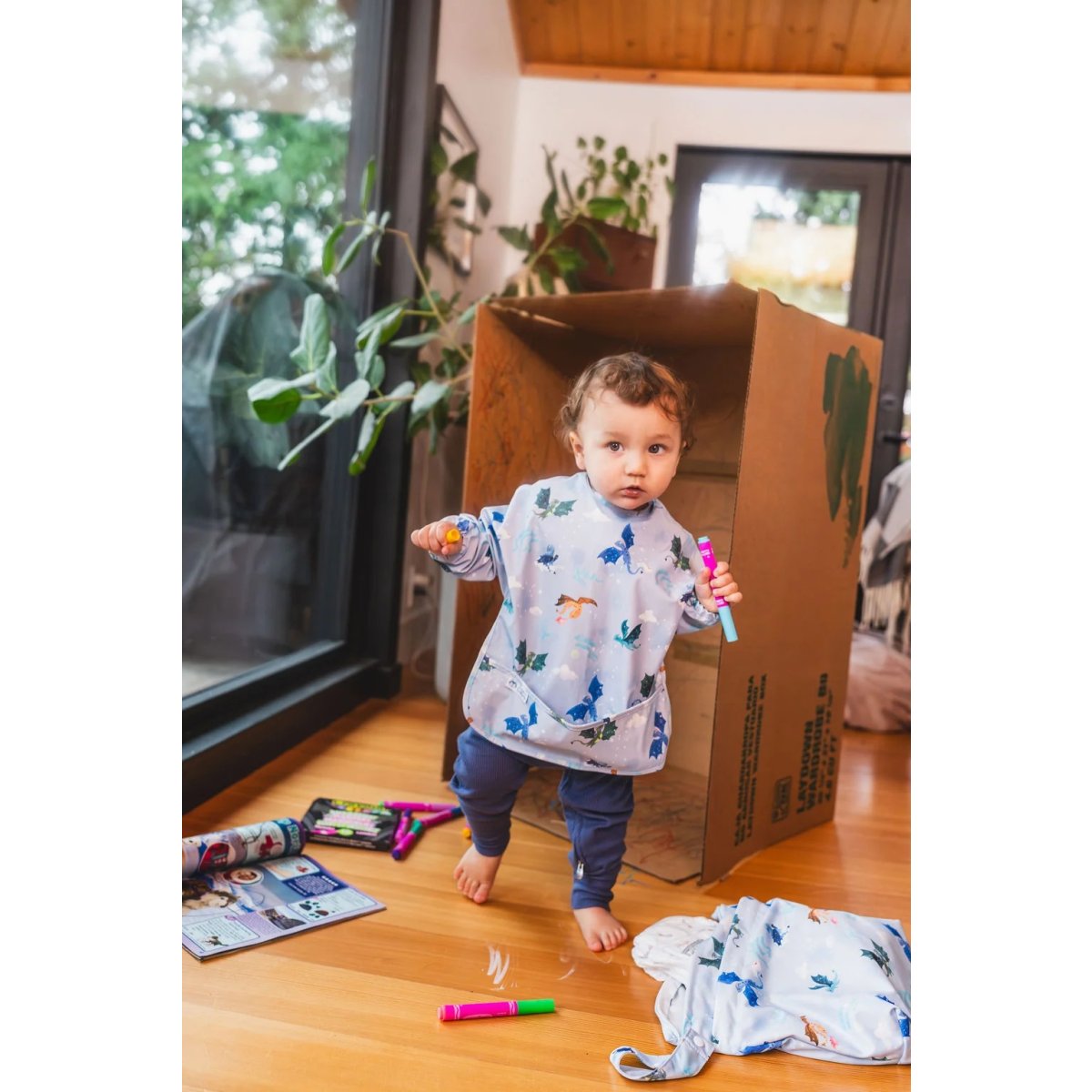 Long Sleeve Waterproof Bib - Magical Dragons