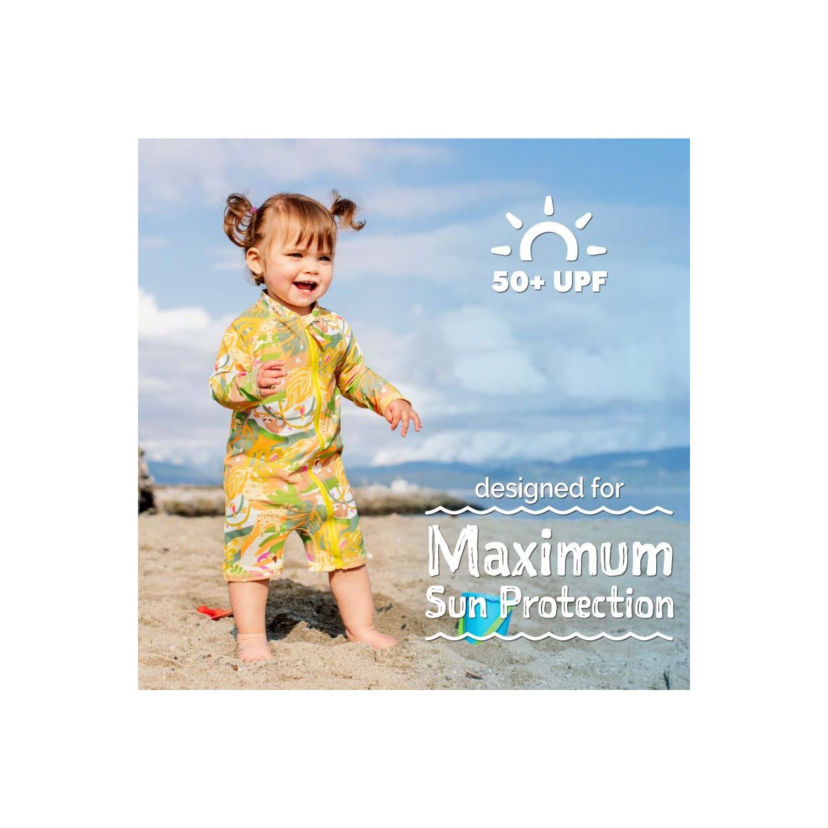 Long Sleeve One Piece UV Jumpsuit - Jungle Friends