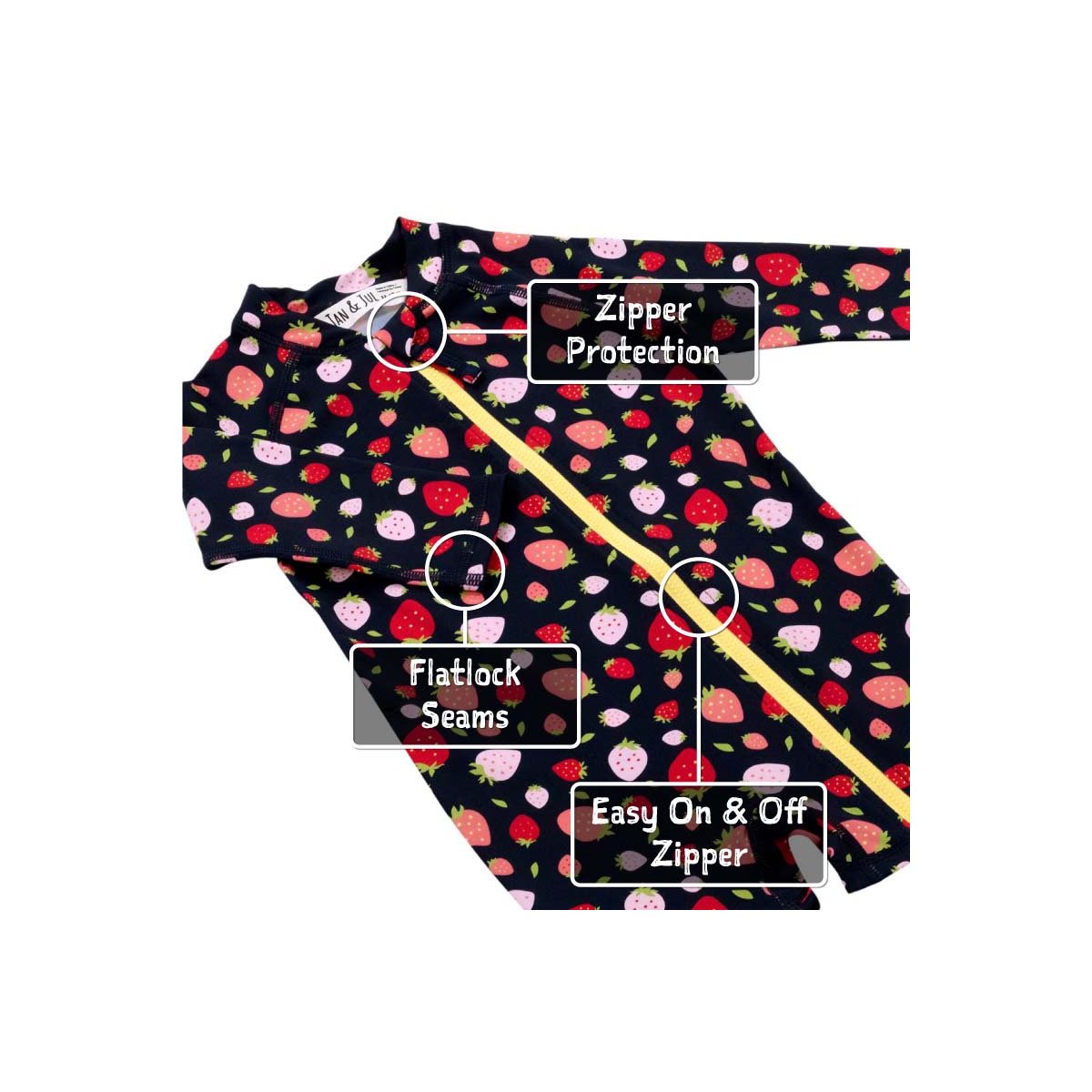 Long Sleeve One Piece UV Jumpsuit - Strawberry