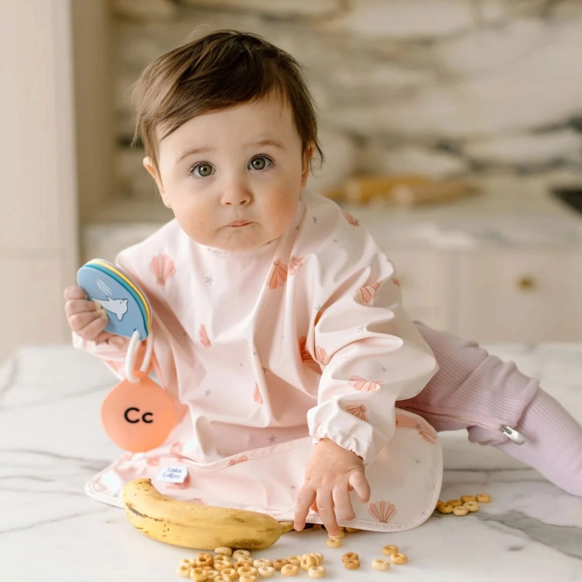 Long Sleeve Waterproof Bib - Seashells