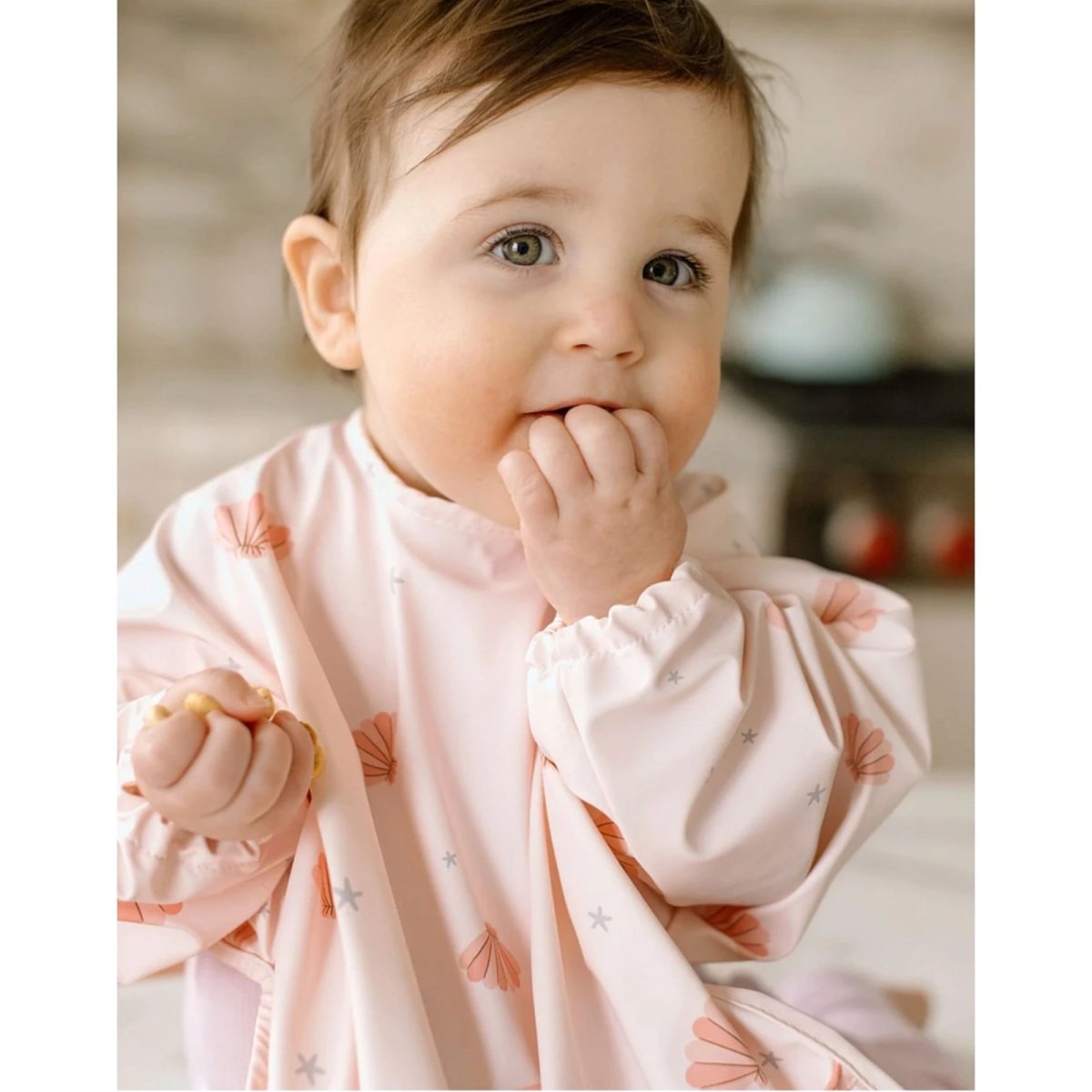 Long Sleeve Waterproof Bib - Seashells