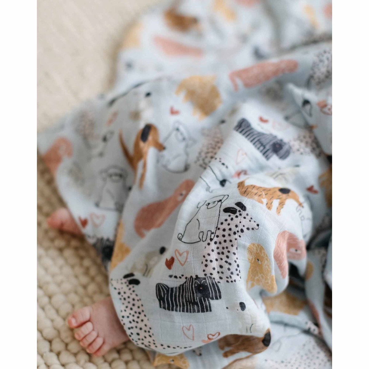 Muslin Swaddle Blanket - Honey Puppies