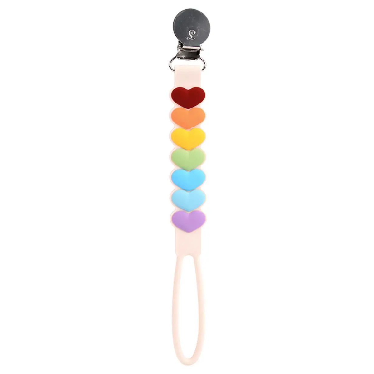 Silicone Pacifier Clip - Beadless Sweetheart Rainbow