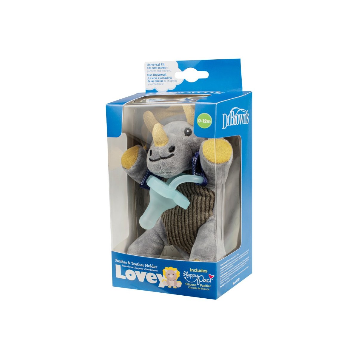 Lovey with Pacifier - Teddy the Triceratops