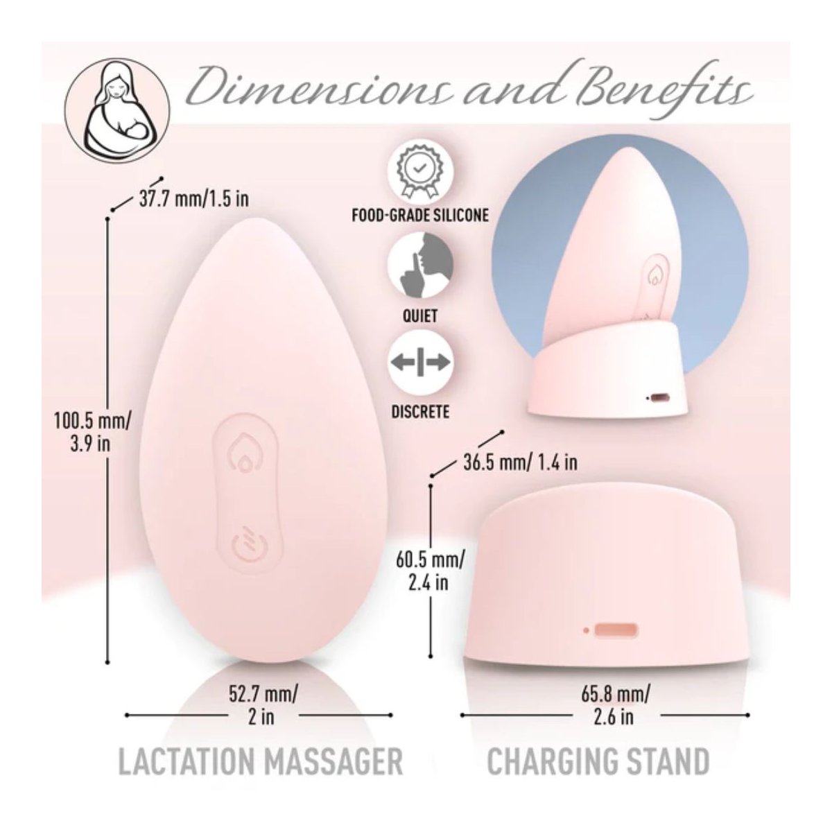 Pro Lactation Massager with Heat - Blush