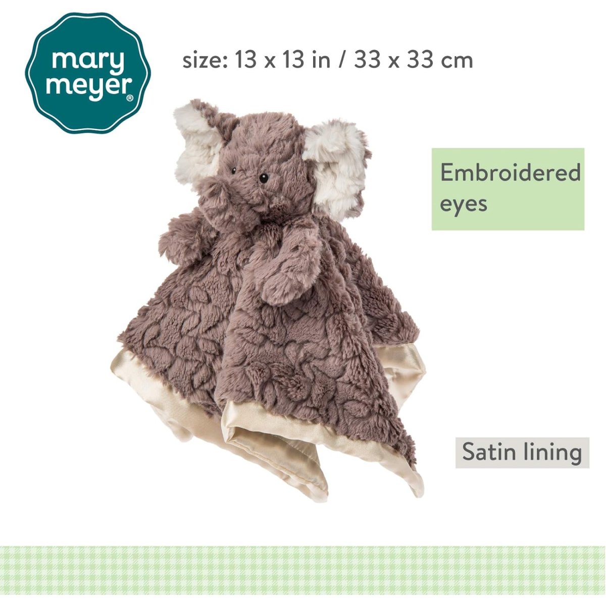 Putty Nursery Character Blanket - Elephant - 13 inch