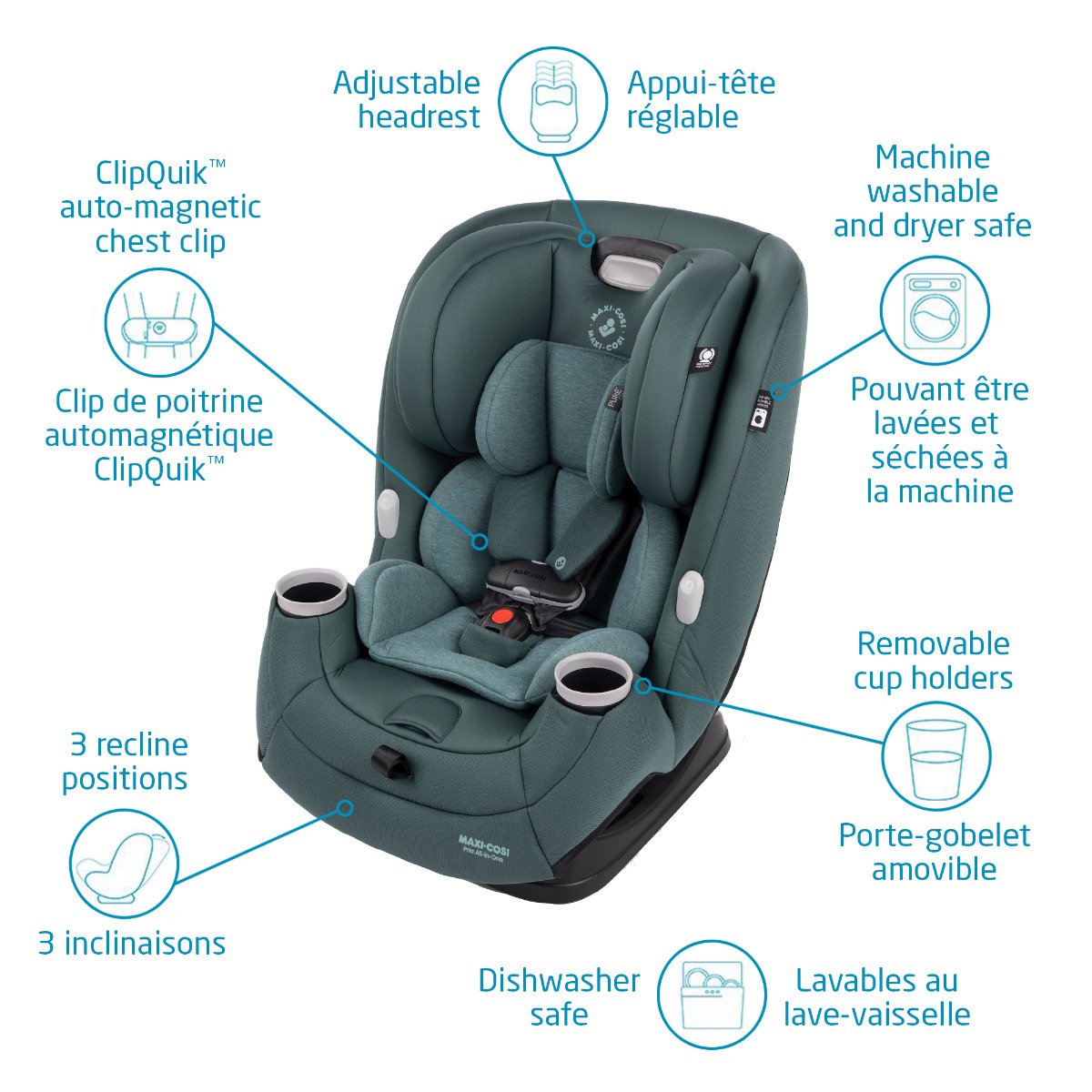 Pria All In One Convertible Car Seat - Essential Green