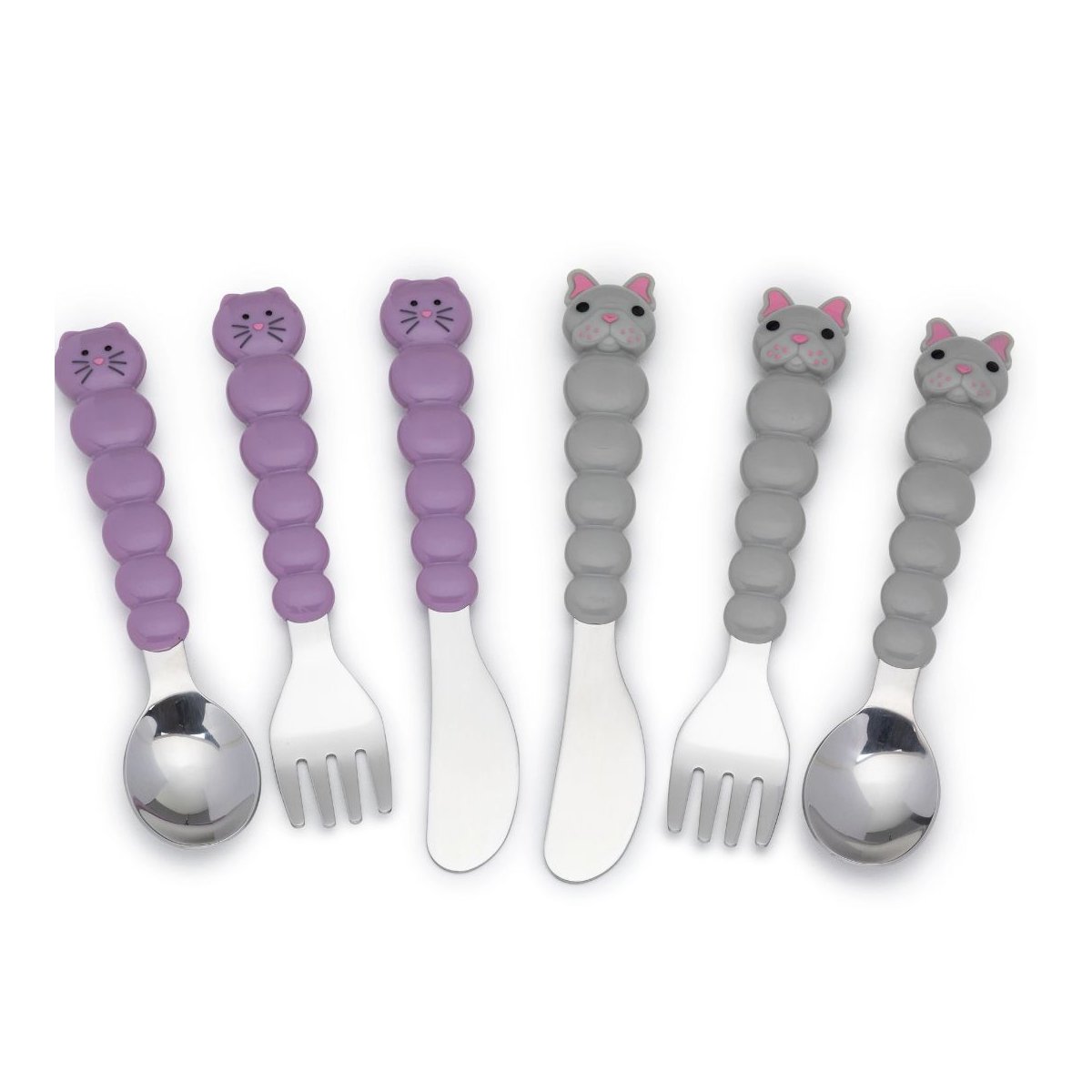 6 piece Utensil Set - Cat/Bulldog