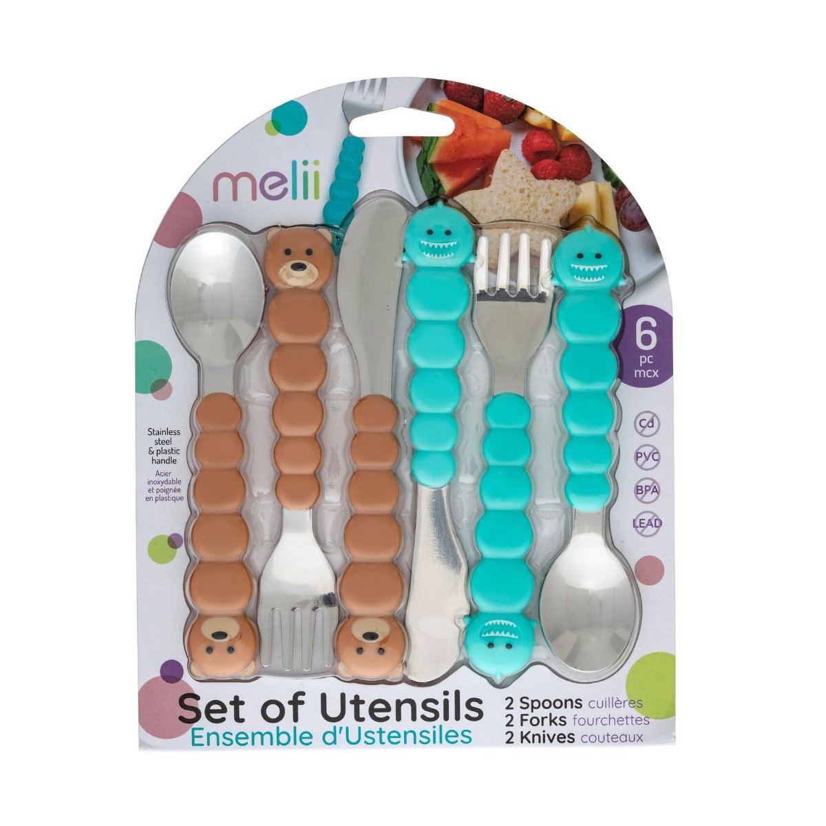 6 piece Utensil Set - Shark/Bear
