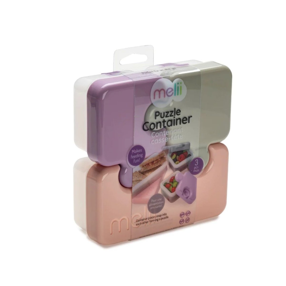 Puzzle Food Storage Container - Pink/Grey/Purple
