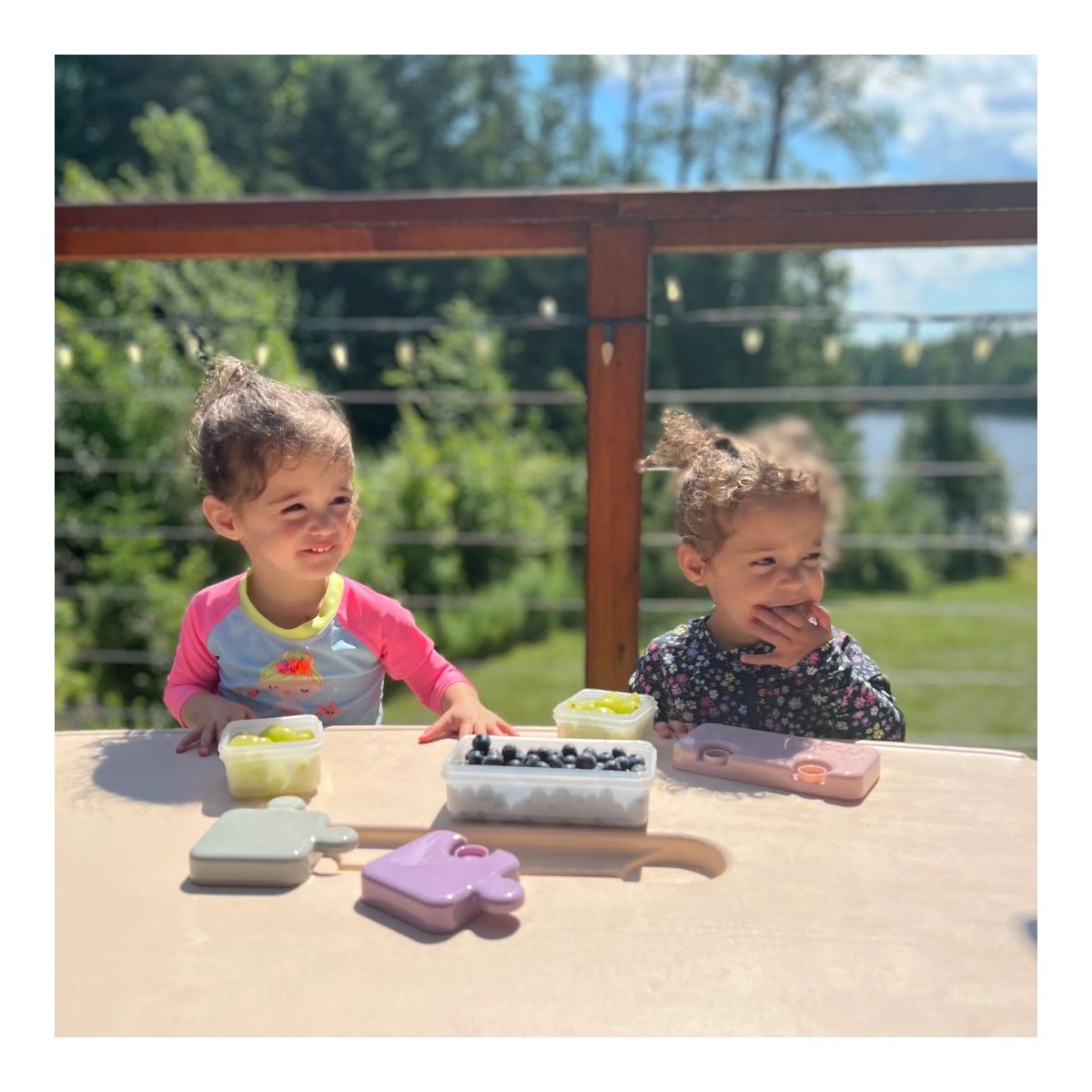 Puzzle Food Storage Container - Pink/Grey/Purple