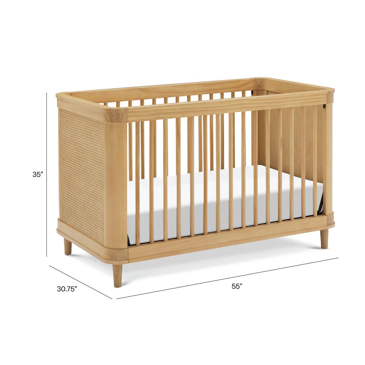 Marin with Cane 3-in-1 Convertible Crib - Honey