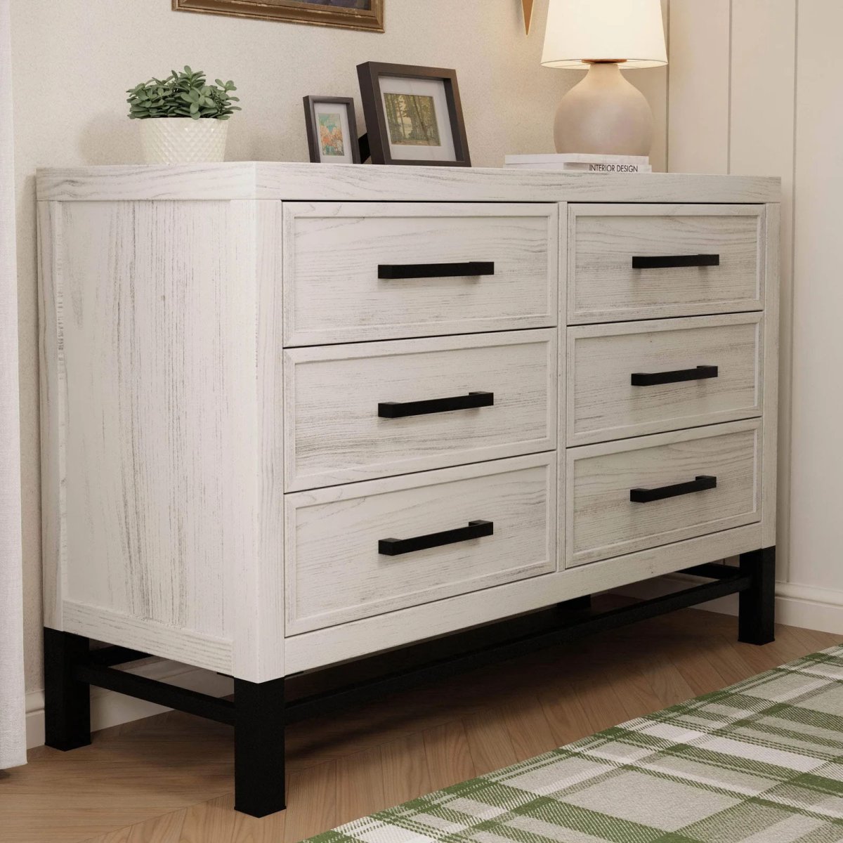 Newbern 6 Drawer Assembled Dresser - White Driftwood
