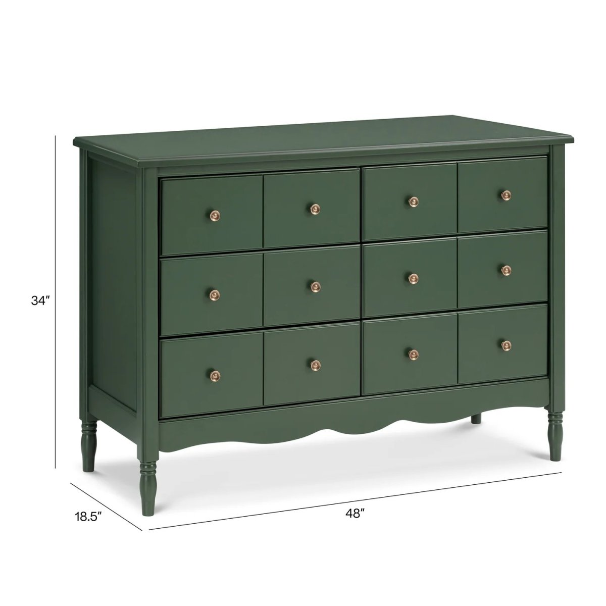 Liberty 6-Drawer Assembled Dresser - Forest Green