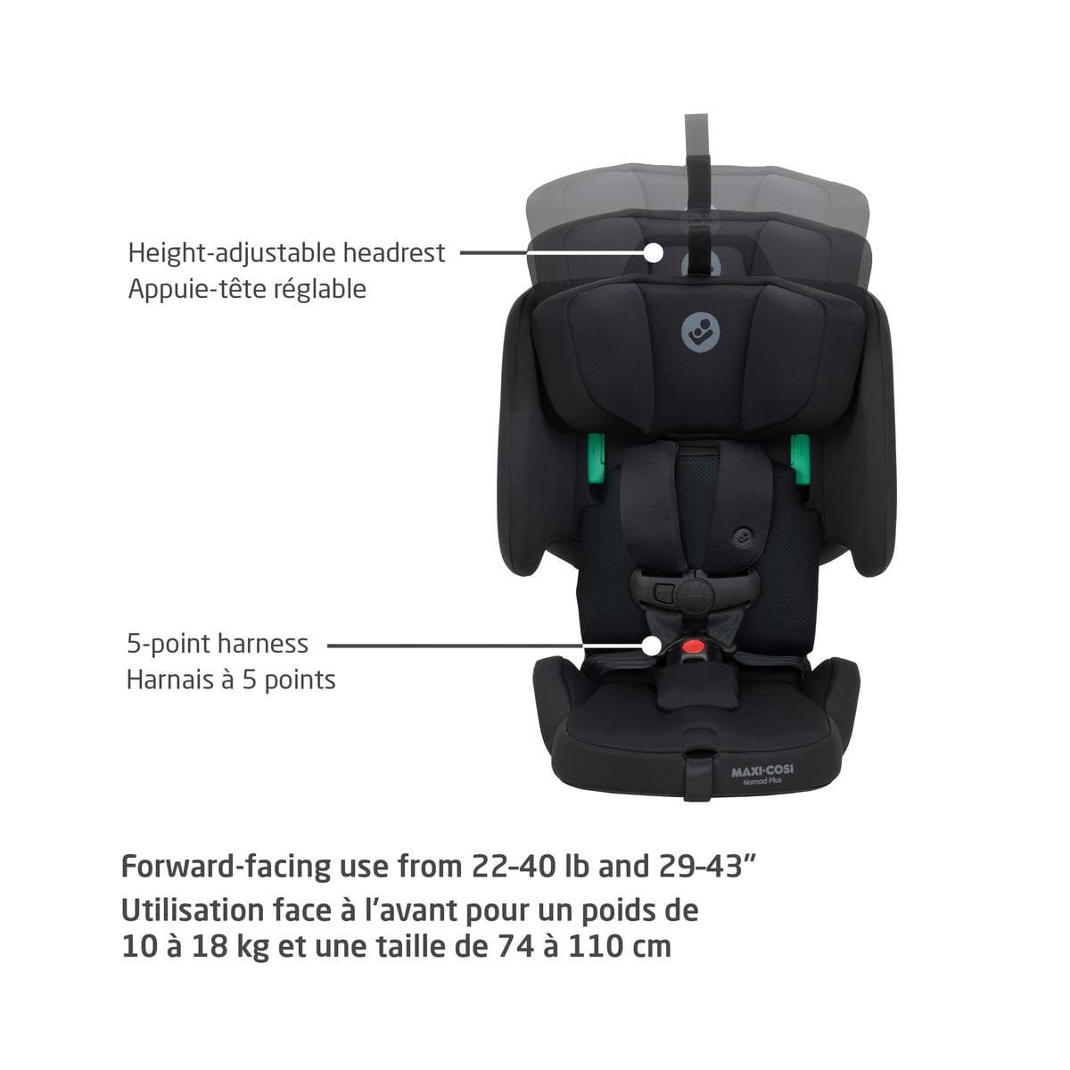 Nomad Plus Travel Car Seat - Authentic Black