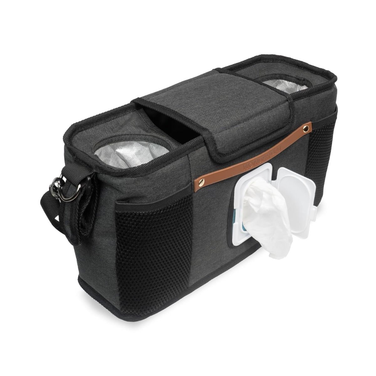 Parent Console With 2 Insulated Cup Holders - Black