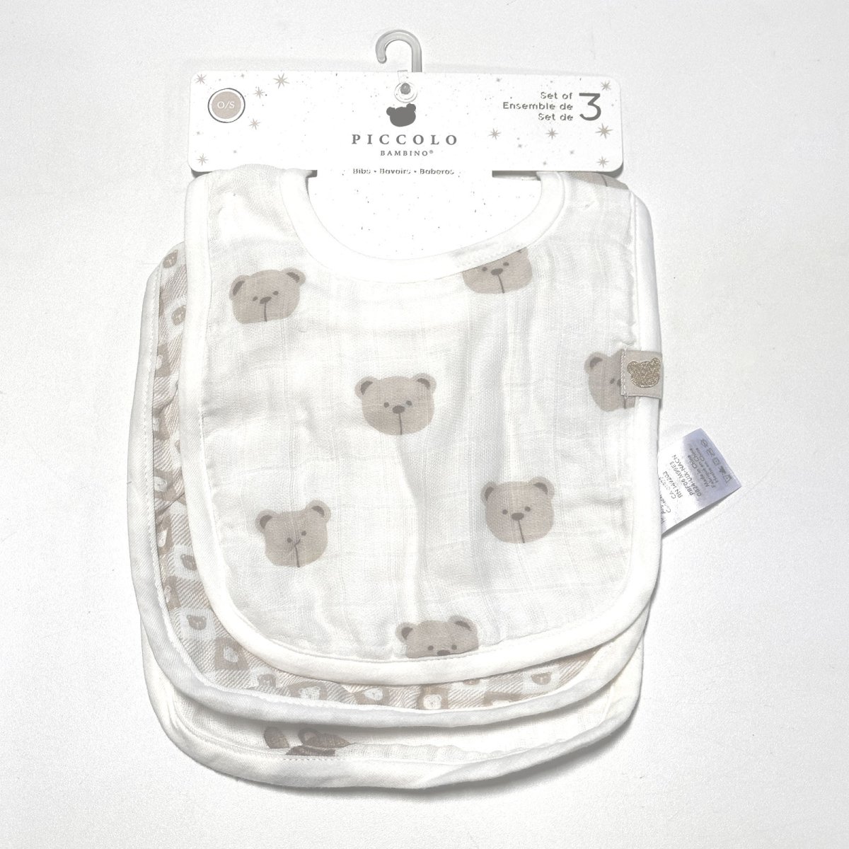 3 Pack Muslin Milk Bibs - White