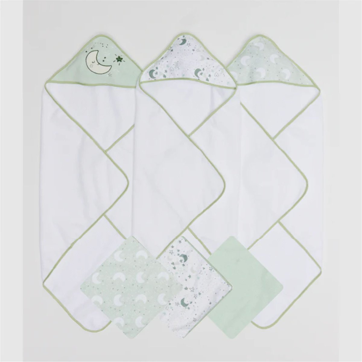 6 Pack Towel & Washcloth Set - Green