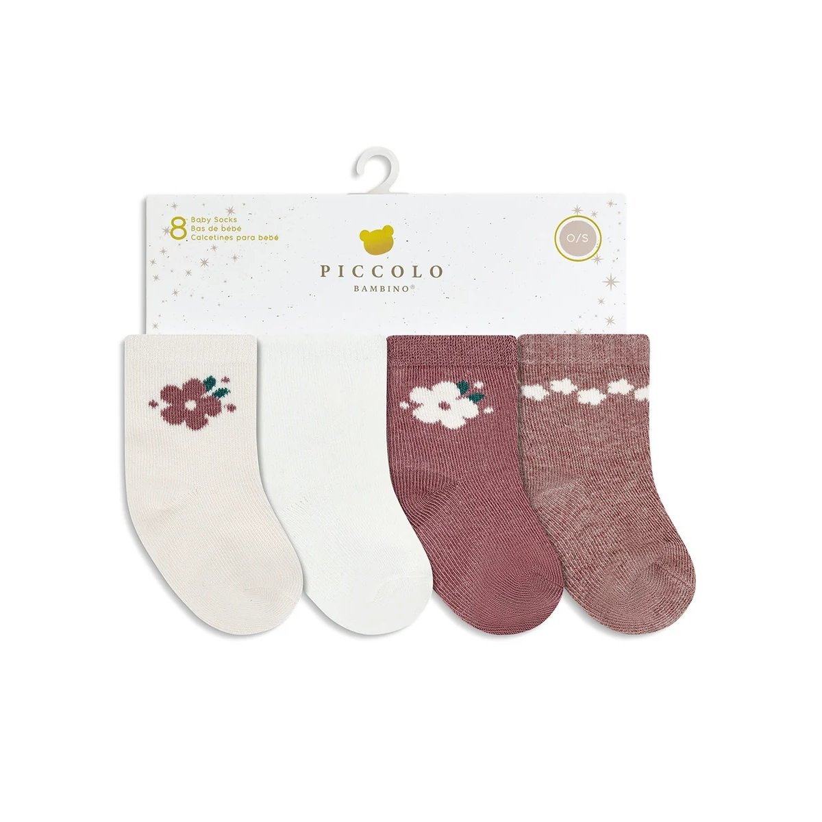 8 Pair of Woven Sock 0-12M - Pink