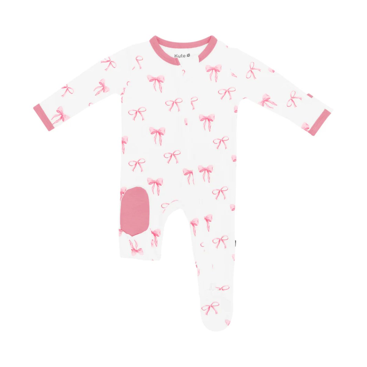 Printed Zippered Footie - Bow