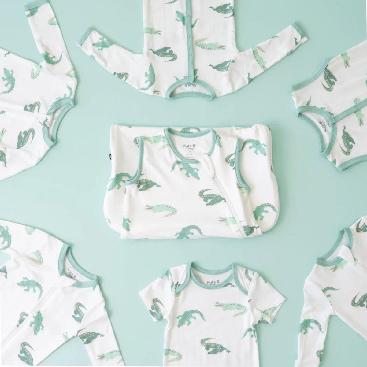 Printed Zippered Footie - Crocodile