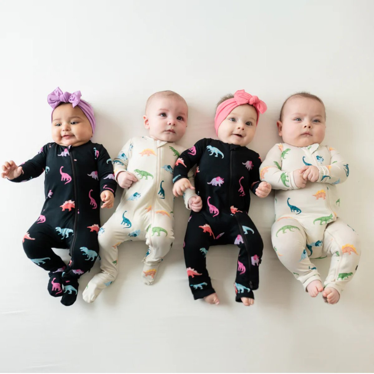 Printed Zippered Footie Preemie - Ecru Roar