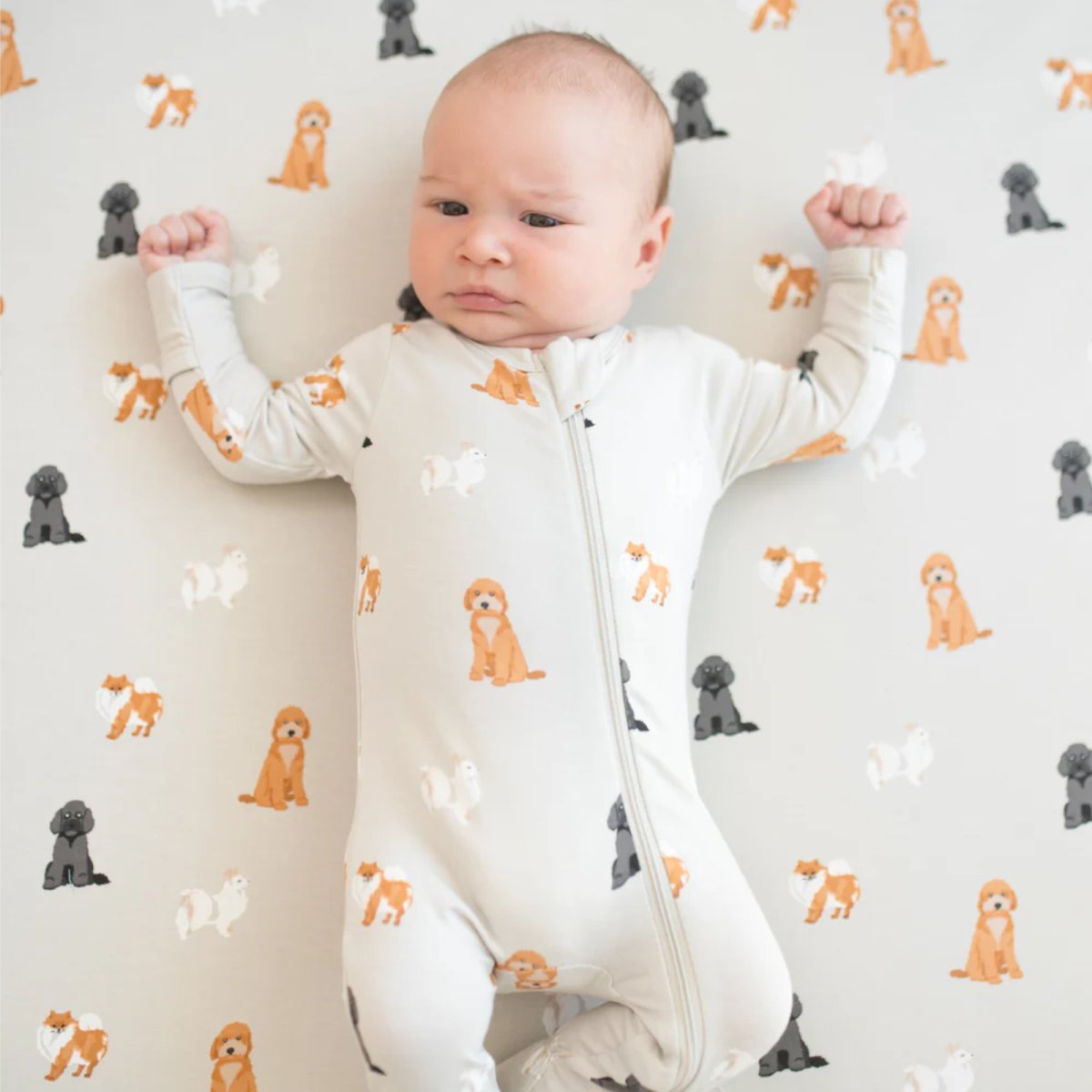 Printed Zippered Footie - Fluffy Dog