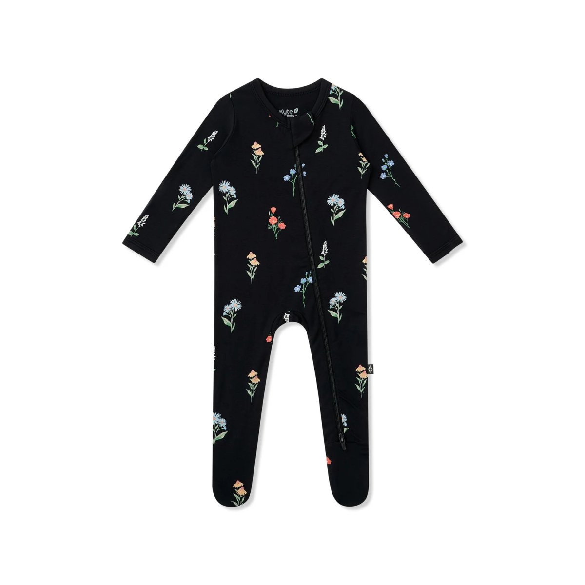 Printed Zippered Footie - Midnight Wildflower