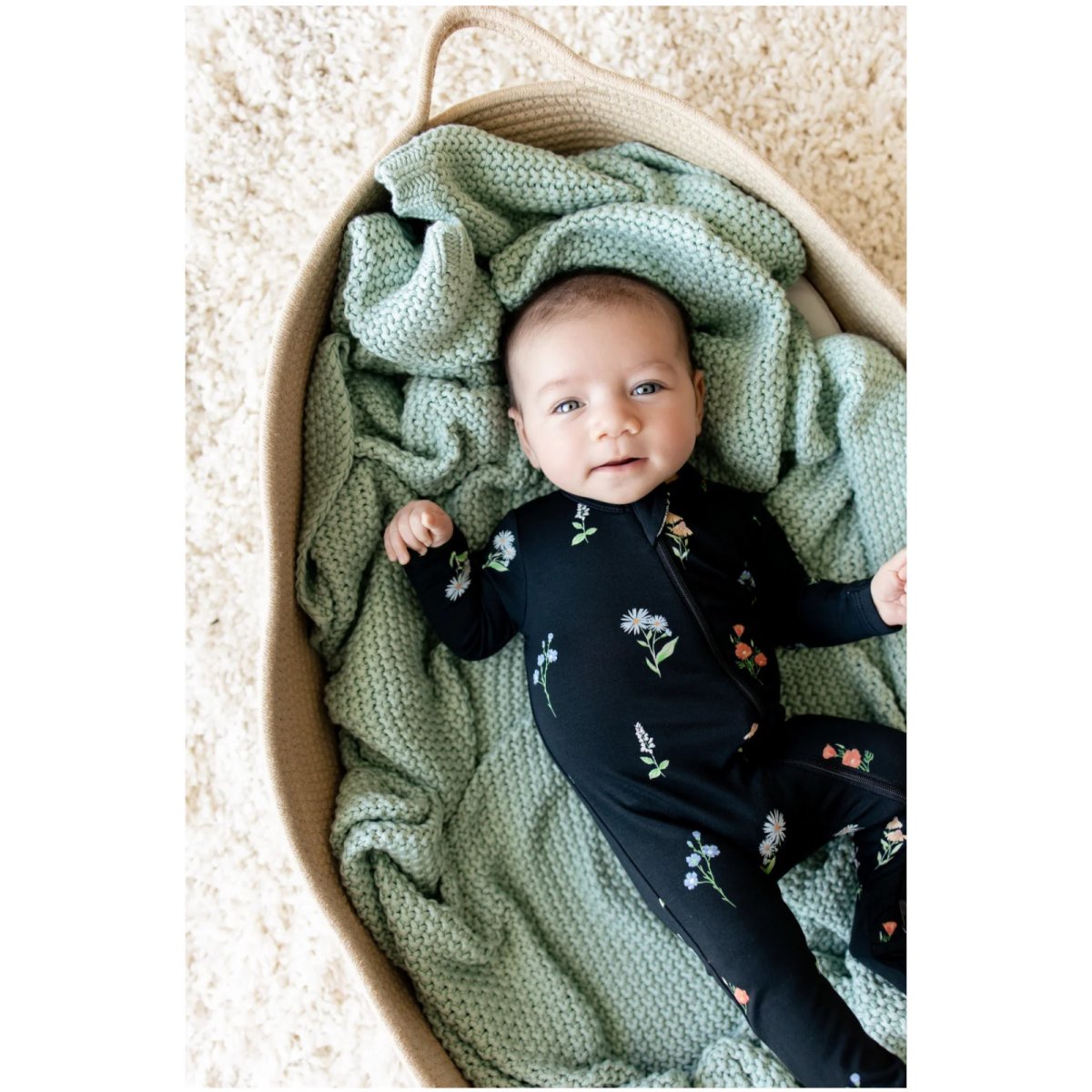 Printed Zippered Footie - Midnight Wildflower