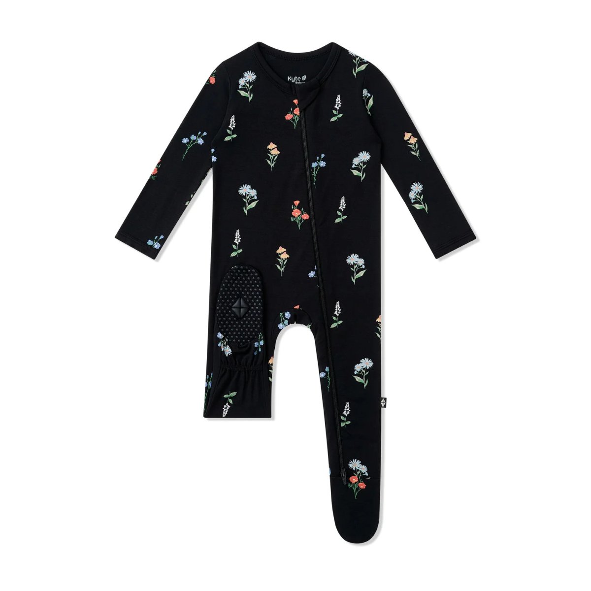Printed Zippered Footie - Midnight Wildflower