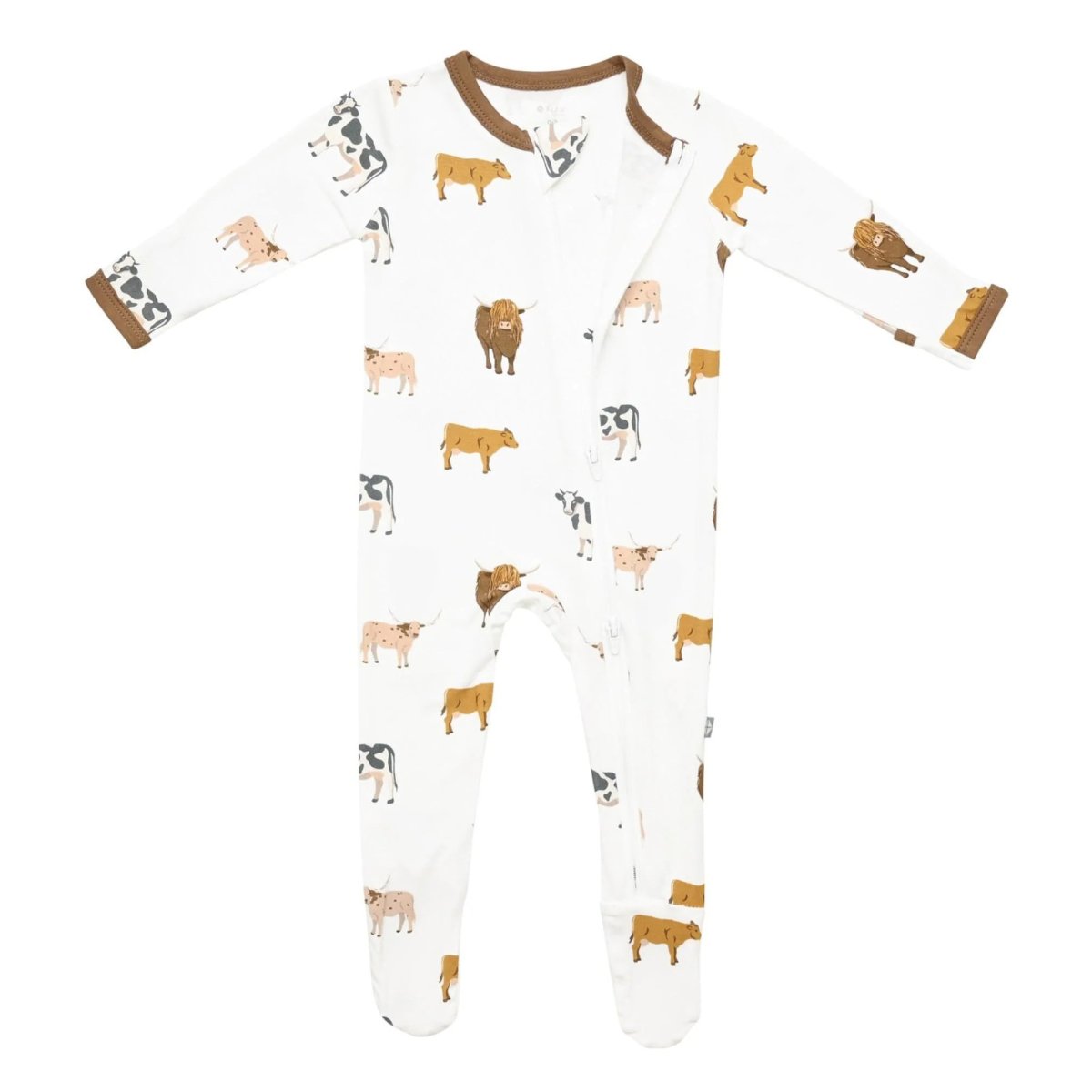 Printed Zippered Footie - Preemie Moo