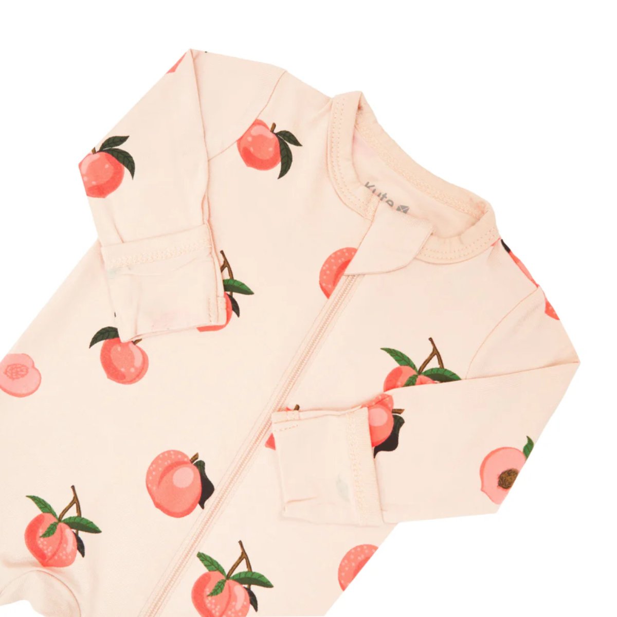 Printed Zippered Footie - Peach
