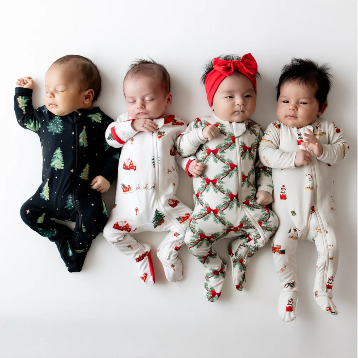 Printed Zippered Footie - Santa Sleigh