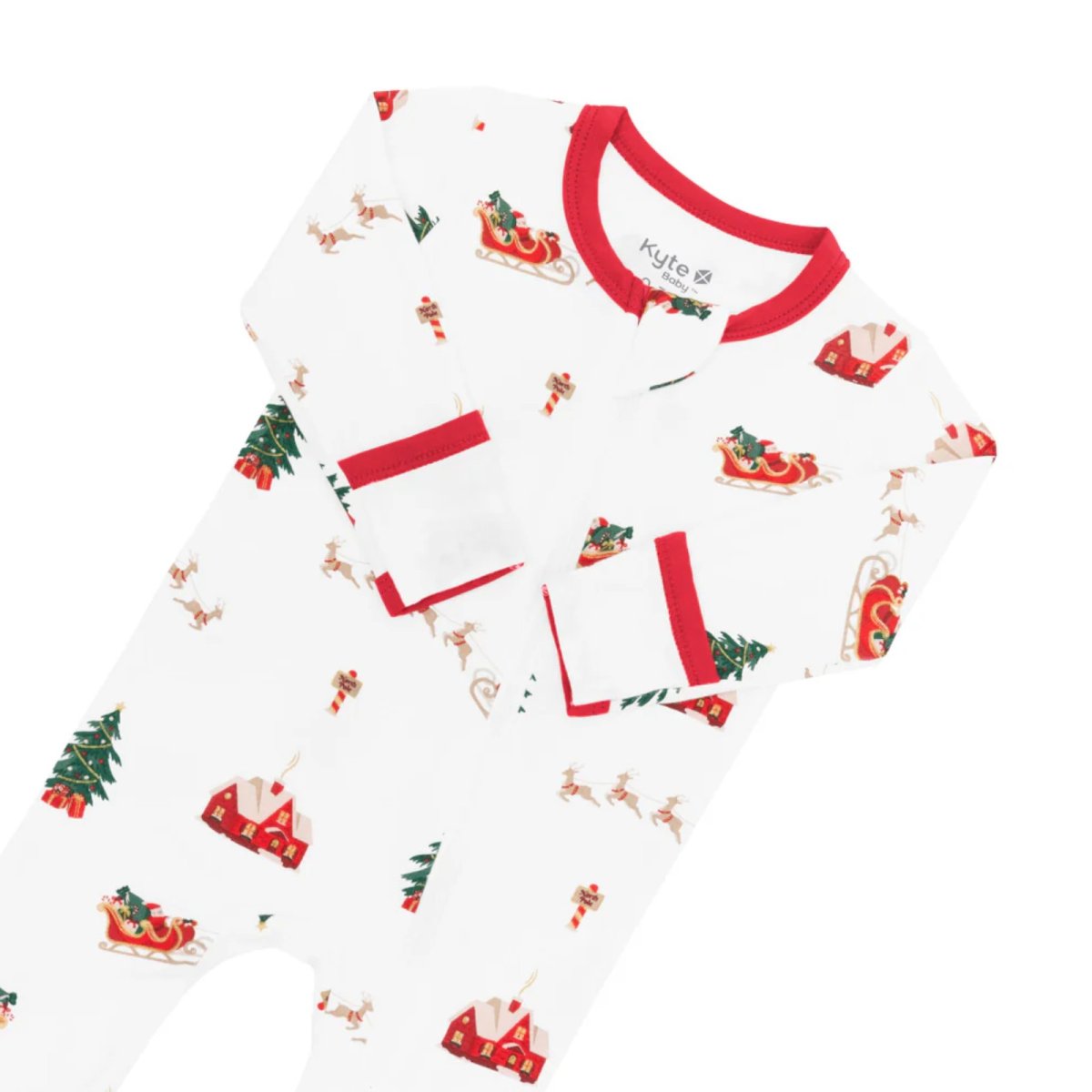 Printed Zippered Footie - Santa Sleigh