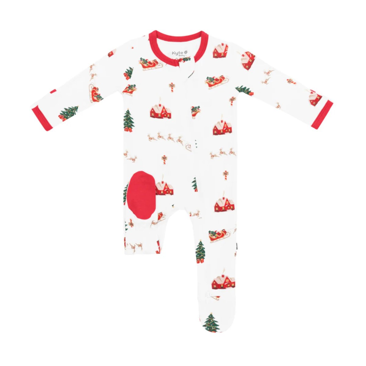 Printed Zippered Footie - Santa Sleigh