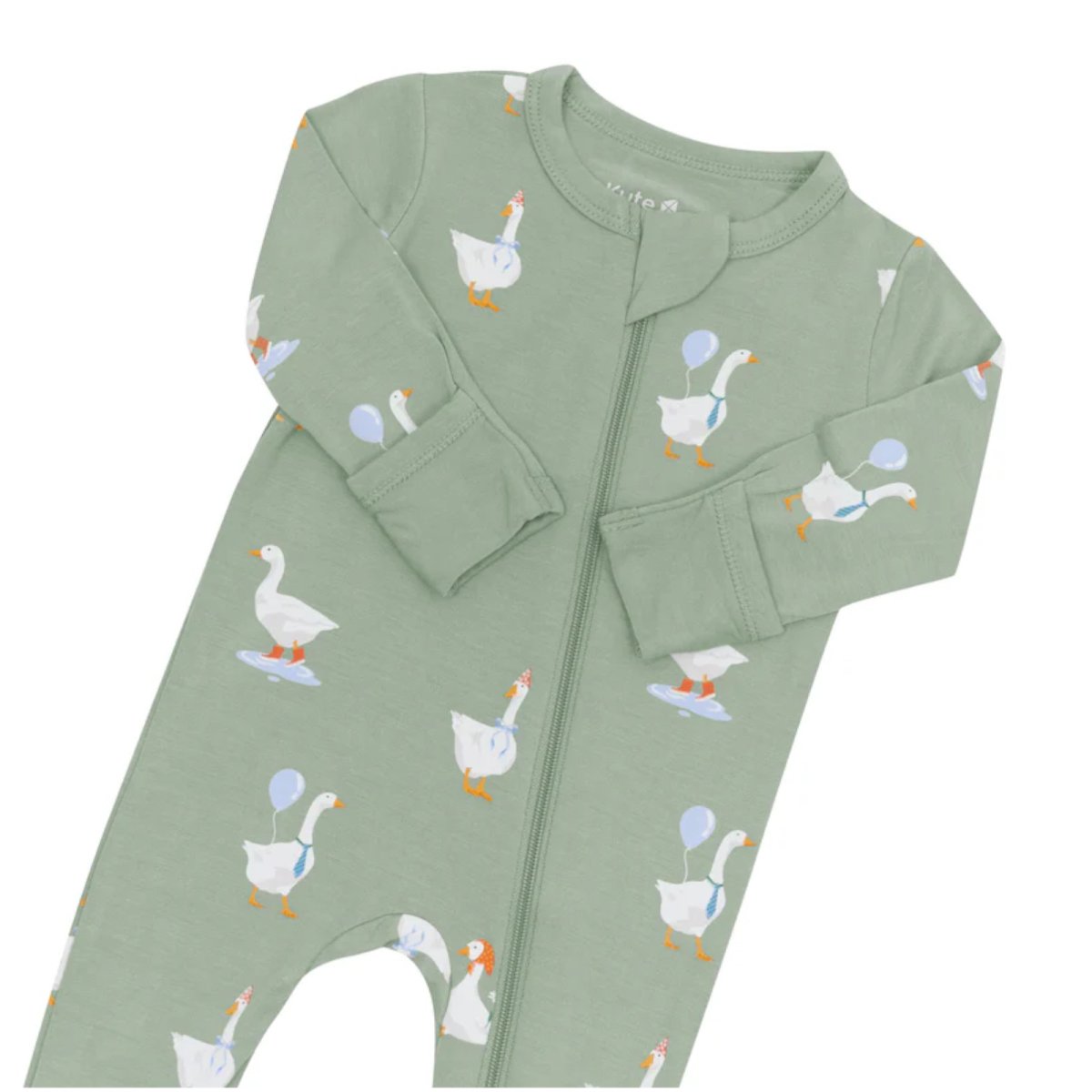 Printed Zippered Footie - Silly Goose